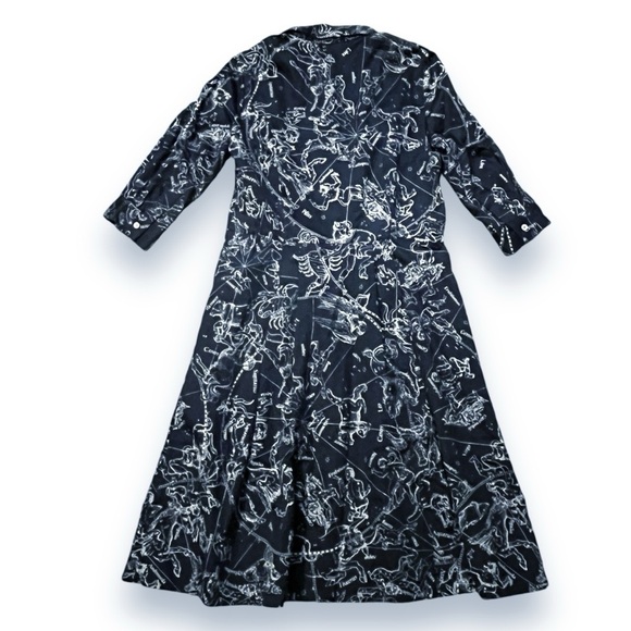 Rani Arabella Midi Shirt  Dress Celestial Zodiac Print Pockets Navy Italy Large - Picture 6 of 7